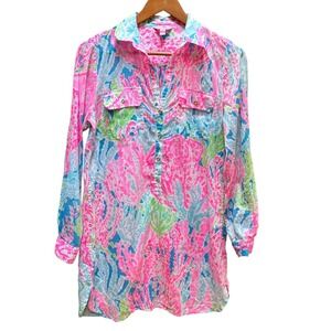 Lilly Pulitzer Captiva Tunic Dress Coverup  Lets Cha Cha Womens SM Preppy Beachy